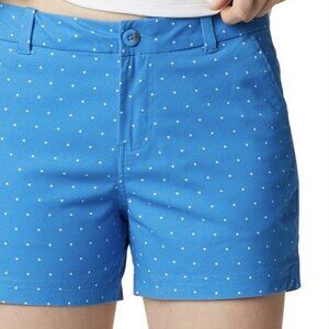 Columbia PFG Women Super Bonehead Shorts Blue White Polka Dot Sz 14 NWT MSRP $39